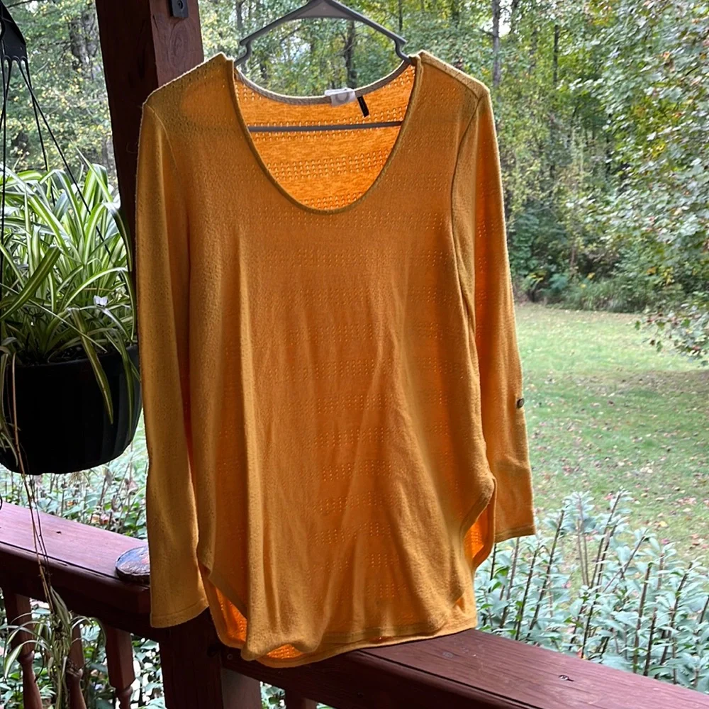 Anthropologie Akemi + Kin Sylvie Pointelle mustard sweater - Picture 1 of 6